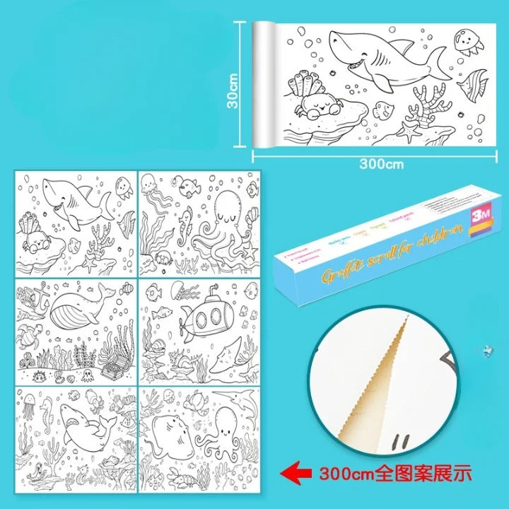 Kids Drawing and Colouring Roll