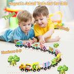Wooden Magnetic Animal Number Train
